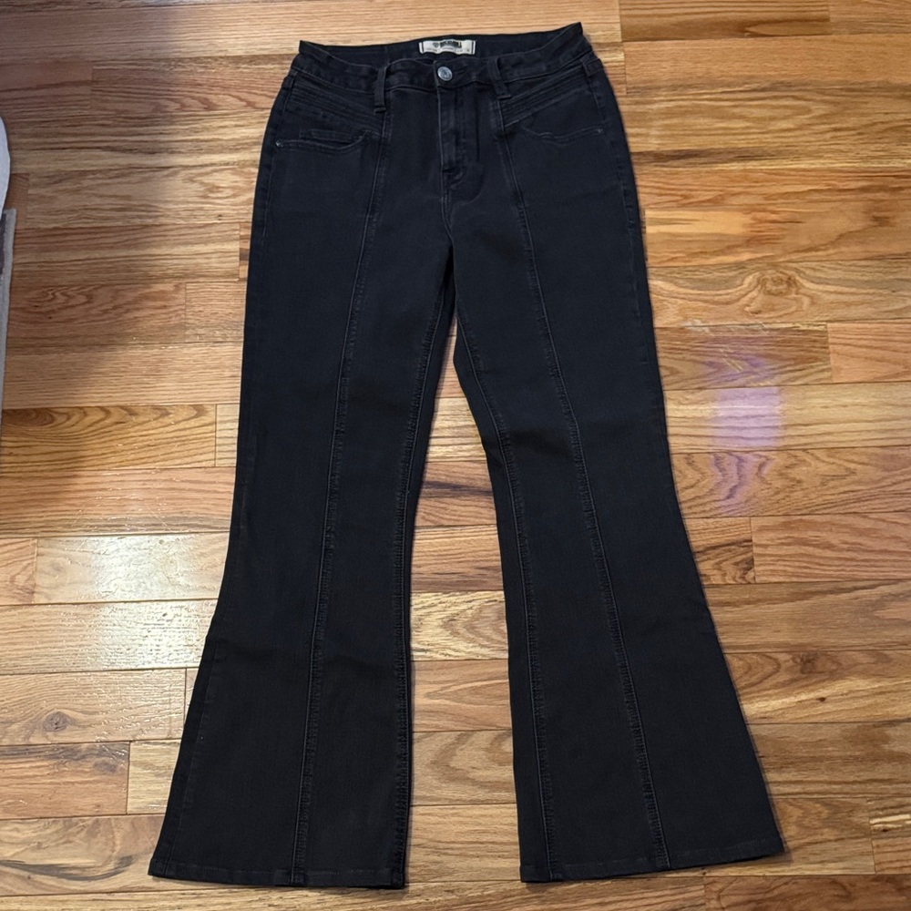 Rock & Roll Denim Black High Rise Trouser Jeans Front Seam 30 x 36